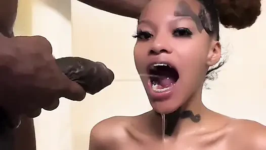 Sexy Ebony Ladies deep throat Big black cock!