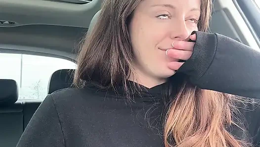 Canadian Hottie Gets off in the Drive Thru!