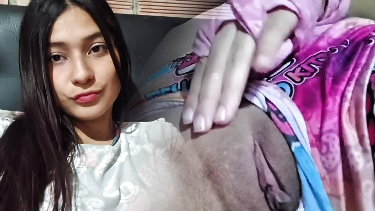 Young stepmother is playing with big breasts until they squeeze