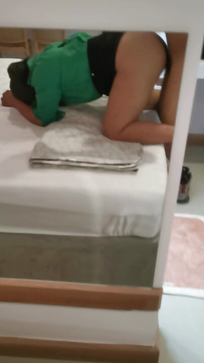 Female flight attendant gets before boarding