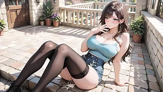 Black Stockings Legs Spread Wide! Blue Goddess Cowgirl Rides Passionately Until Legs Shake