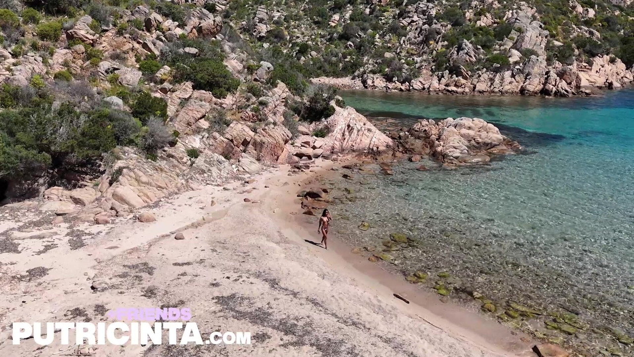 Lovey Model Putri Cinta Stripping Her Bikini Running on Beach Shore