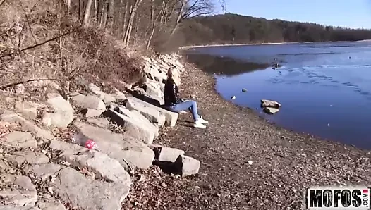 Euro Blonde Bangs Outdoors video starring Nikky Dream