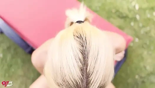 Horny Blonde Slut Fucked While Gardening!