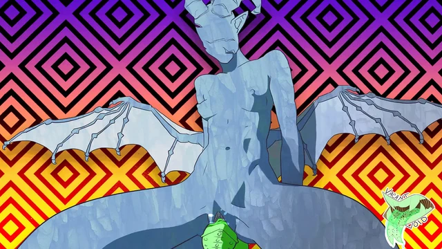 MONSTER GIRL RIDING GREEN DILDO – ANIMATED LOOP