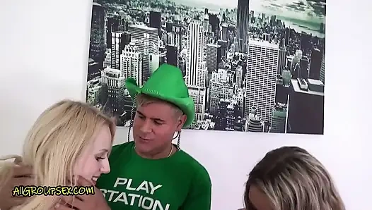 Thick teen Daniella Margot hardcore threesome with big ass Milf Angel Wicky- all group sex