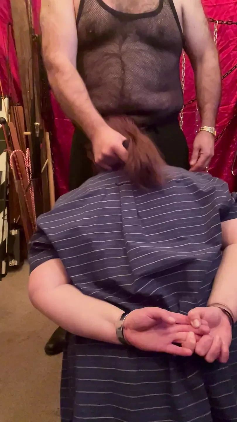 Female sex Slave sucks cock!