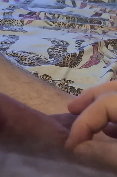 Grandpa Plays with His Cock While Watching a Movie
