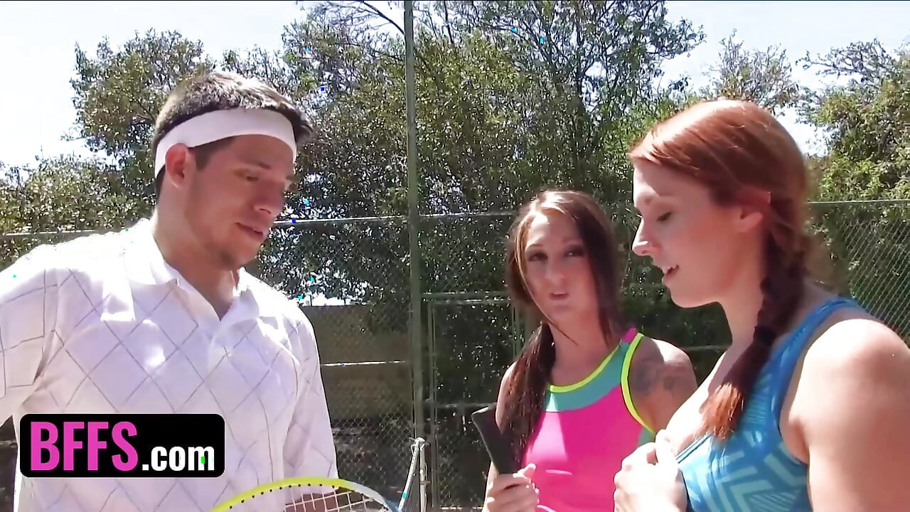 BFFS - Horny Tennis Coach Lifts His Students' Mini Skirts And Pounds Their Wet Pussies On The Field