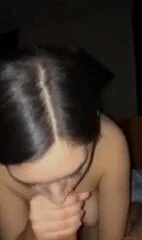 Girl With Saggy Tits Sucks and Jerks Off Dick