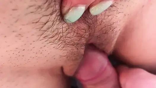 The Penis Rubs the Clitoris Until It Cum. Close-up