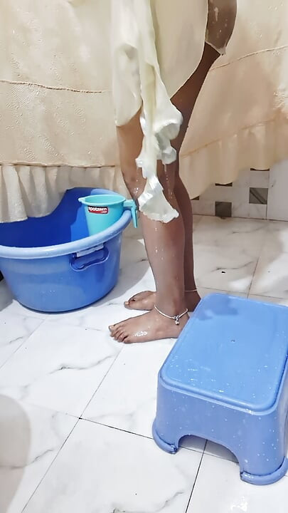 Indian sister-in-law's naked bathing video