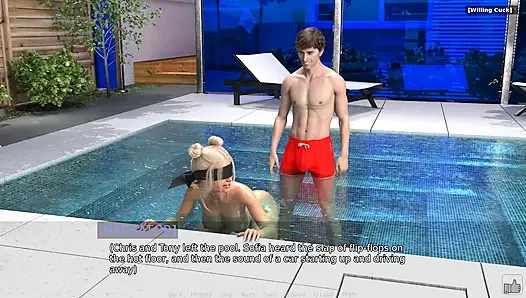 According to Sofia: Horny Guy Stretches His Best Friend's Girlfriend Asshole in the Pool He Is Trying to Loose the Hole a Bit