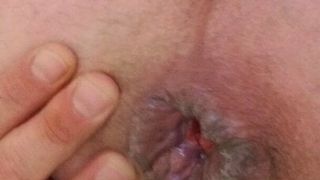 Close up anal after dildo destruction.