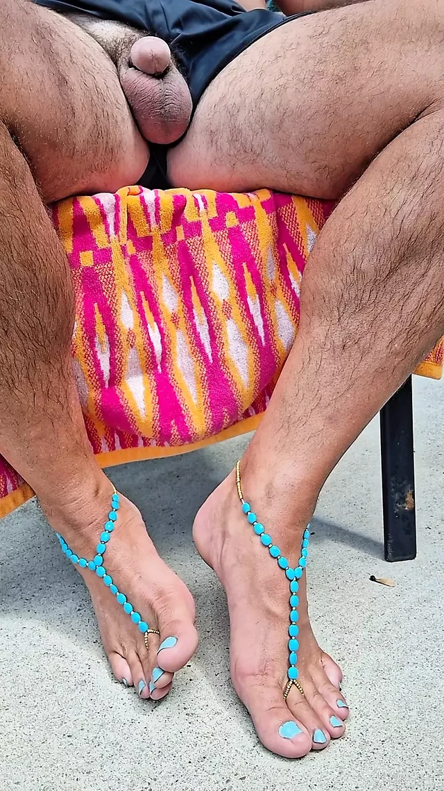 Sitting outside in the sun showing off my barefoot sandals and toes