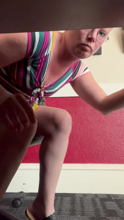 Under desk pussy play