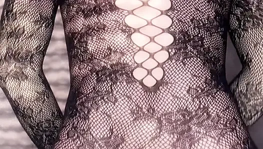 File çoraplı ve chokerlı sevimli travesti pembe dildoya biniyor