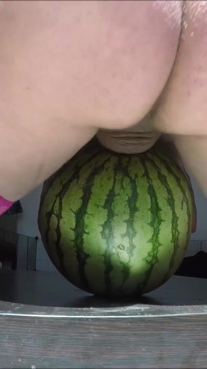 trans fucking a watermelon and cum | Clip 1