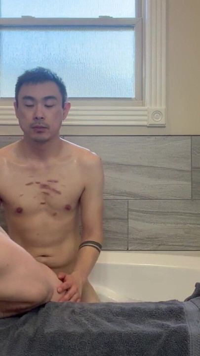 Cum buddies enjoying huge tub suck and fuck ass licking hot session | Clip 1