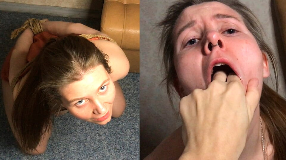 Bound, Hot, Long-Haired Russian MILF - a deep, sloppy blowjob and a hard doggy-style fuck - Lovessie