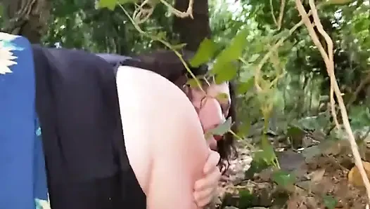 WildEngllishBBW большой черный член Nata4Sex - бурение моей киски раком с камшотом на улице
