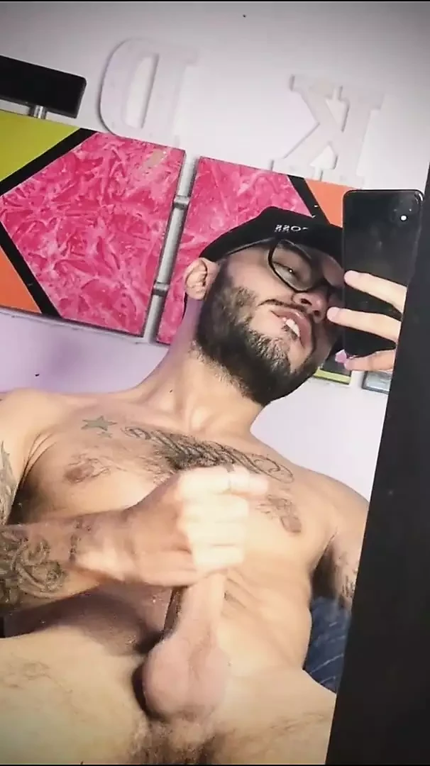 Sexy Latino From Medellin With Big Cock Masturbates In Front Of The Mirror For Her Fans