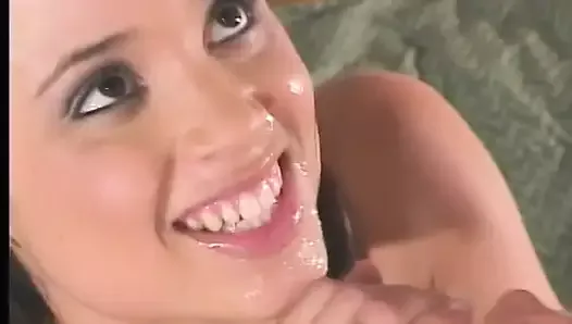 Black girl with great tits gets fucked by white stud before he feeds her cum