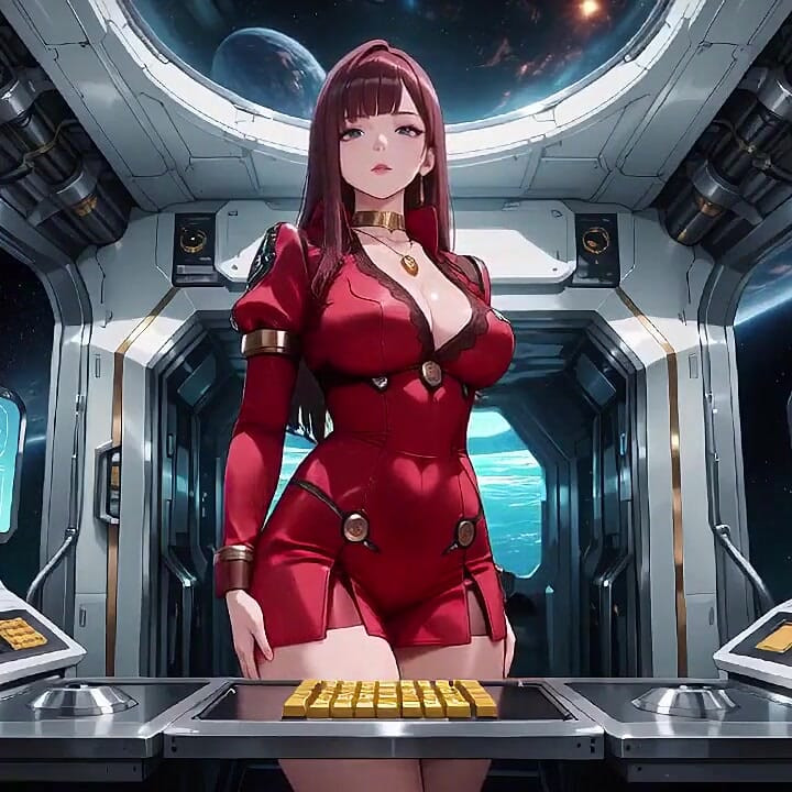 Red-haired Commander! Private Moments in the Sci-fi Ship Cockpit