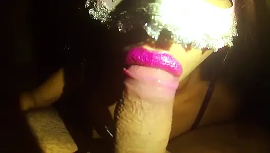 I Give My Friend a Blowjob and Leave His Penis with a Lot of Pink Lipstick and He Cums in My Mouth with a Lot of Semen