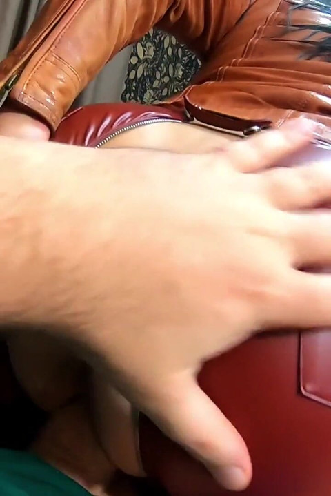 Brown Leather Zipper Pants POV, Big Cigar, Reverse Cowgirl and Double Cum