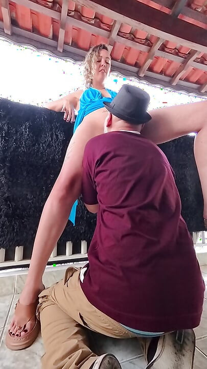 Playing secretly on the balcony during a boring party.
