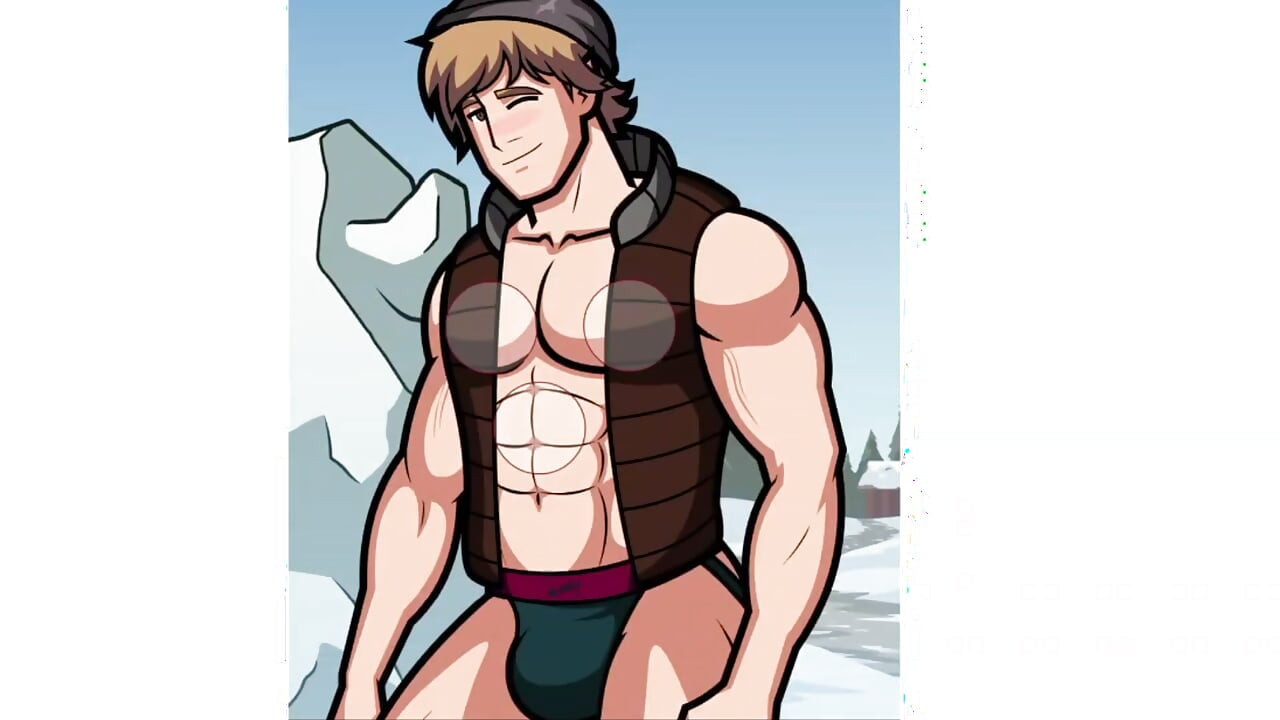 The ice sculptor, help him undress his big dick.