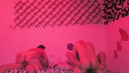 Two couples fuck simultaneously with cheap whores from India