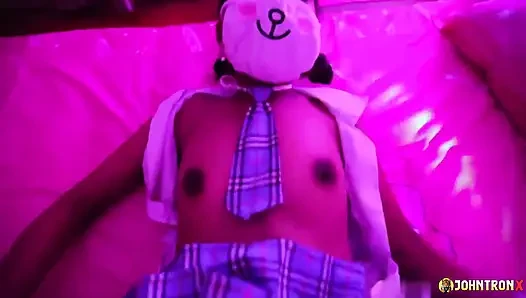 Johntronx - Masked Asian Student Fucked Hard in POV During a Lightshow