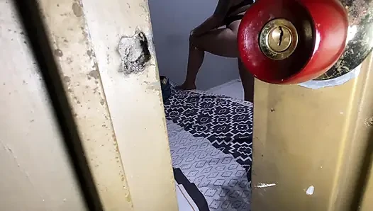 I catch my BIG ASS stepmom changing her clothes and masturbate in front of her, she says she likes my cock