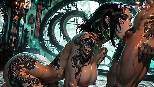 Si cantik naga membanting tubuhnya dengan kontol tebal mengerang keras saat muncrat di perutnya yang fleksibel (AI Animation)