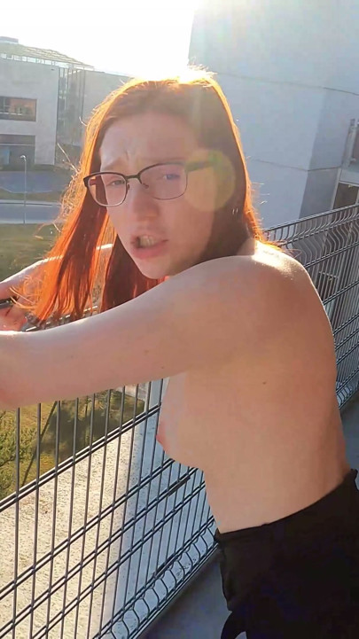 Nerdy stepsister has hot sex in the parking garage | Clip 1
