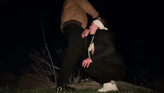 Horny Wife Sneaks Away from Camp to Get Fucked by Big Dick