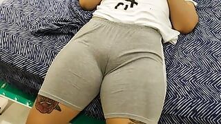 My stepmom's tight leggings tempted me to suck her pussy