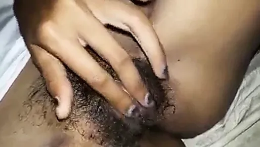 Close-up hairy hole fingering