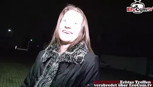 German ugly girl next door pickup on street for amateur casting