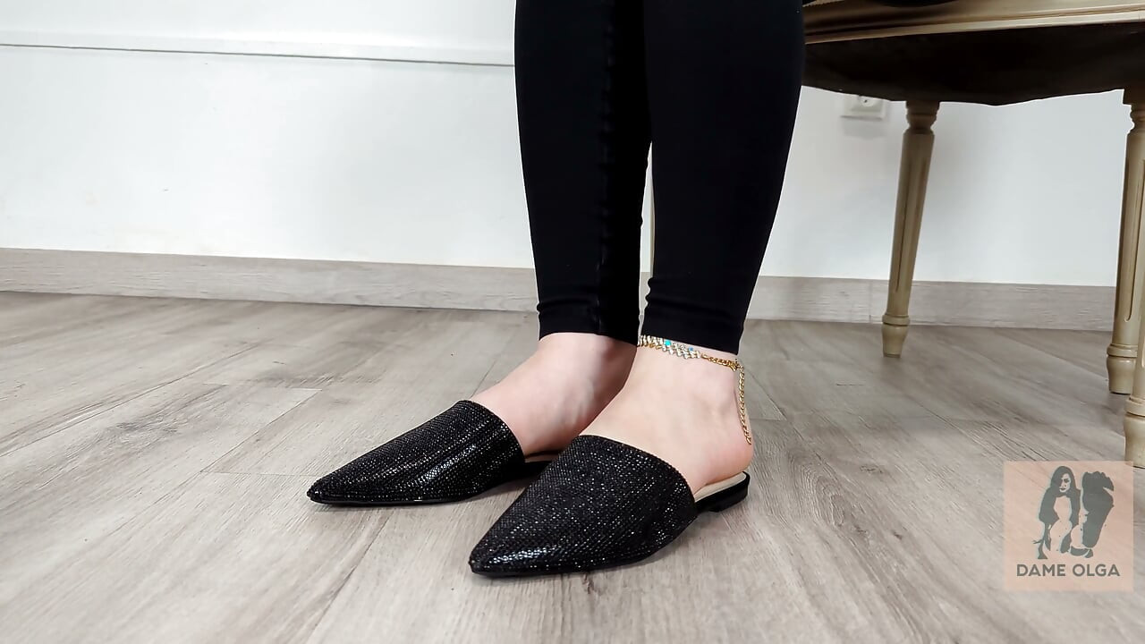 Kolekce bot Špičaté prsty Sequin Ploché muly - Dame Olga (4k) (643)
