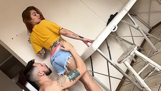 Naughty Neighbor Redhead Couldn't Stand It And Pulled Me To Give While Her Husband Works!