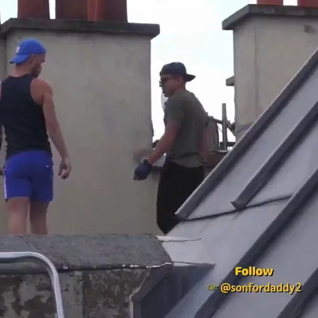 Amateur gay couple rooftop sex in Paris