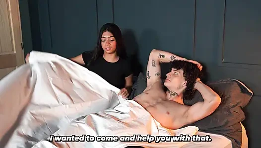 Stepbrother ends up fucking his skinny stepsister's pussy when they're alone at home