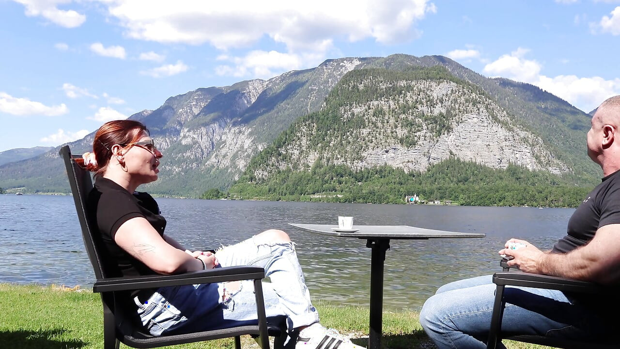 Luring a Stranger in Hallstatt: Balcony Strip & Raw Hotel Use - Deep Swallow Finish