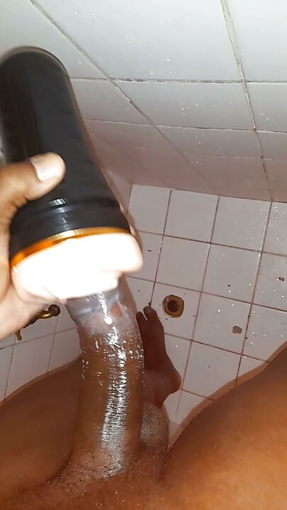 Black cock jerking off with flesh light pt5