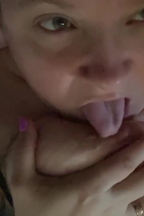 Squeezing My Big Boobs Sucking My Nipples