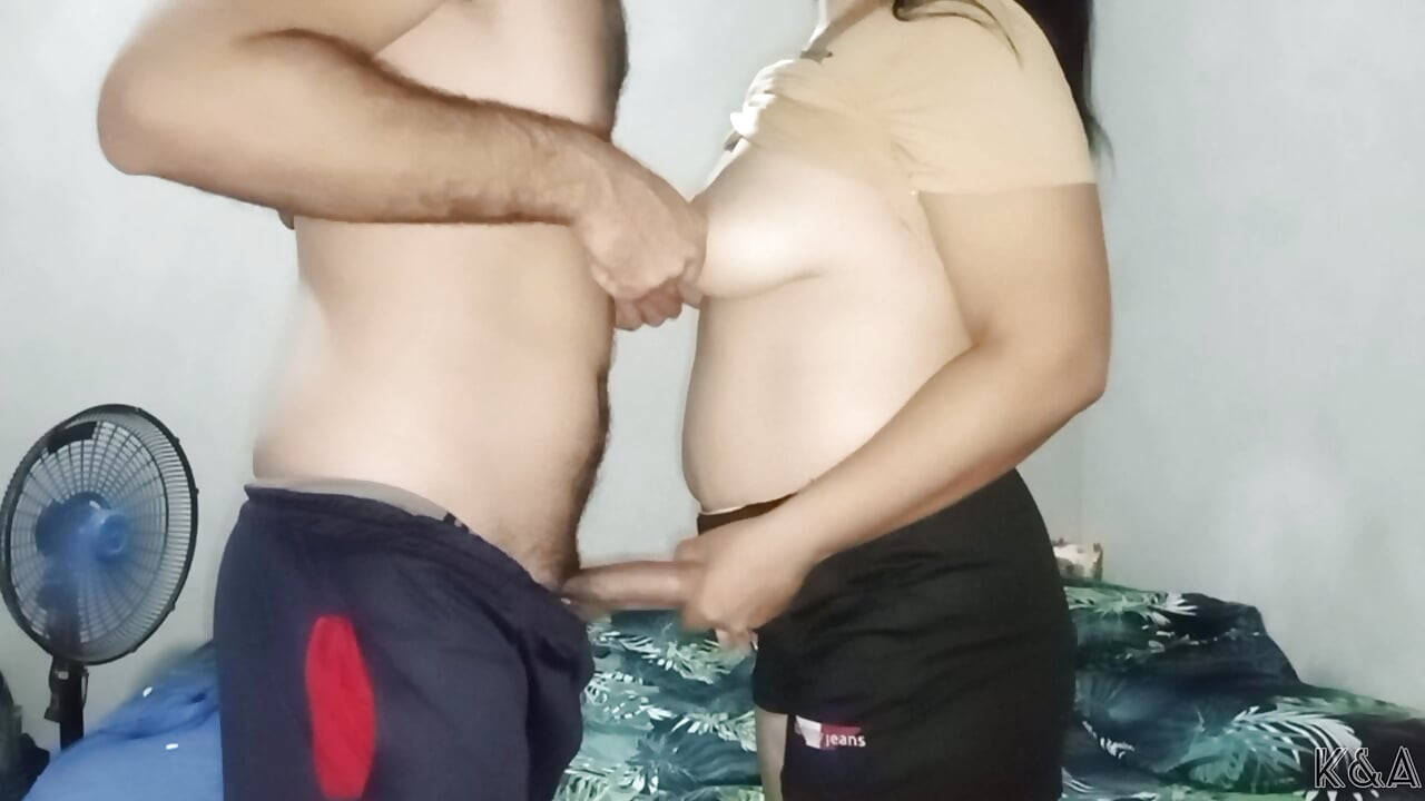 We almost get caught: We are interrupted but I keep sucking my mature wife's big natural tits