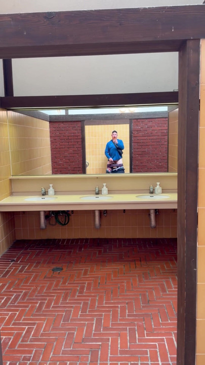 Flashing dick and ass in a public restroom in Kobe Japan